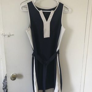 Ann Taylor navy and cream dress